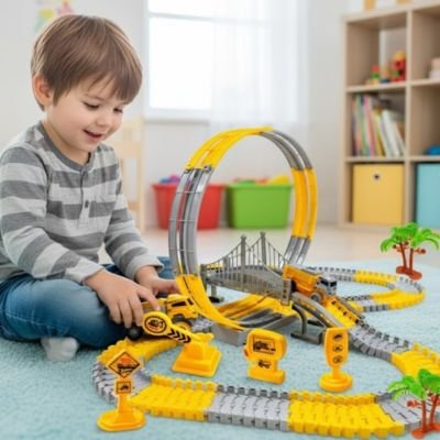Circuit voiture enfant camion construction