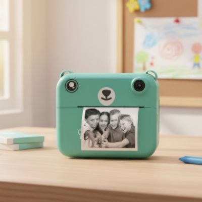 appareil photo enfant en forme de chiot vert