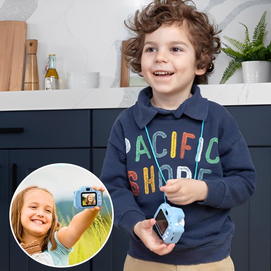 garçcon porte appareil photo enfant avec anse
