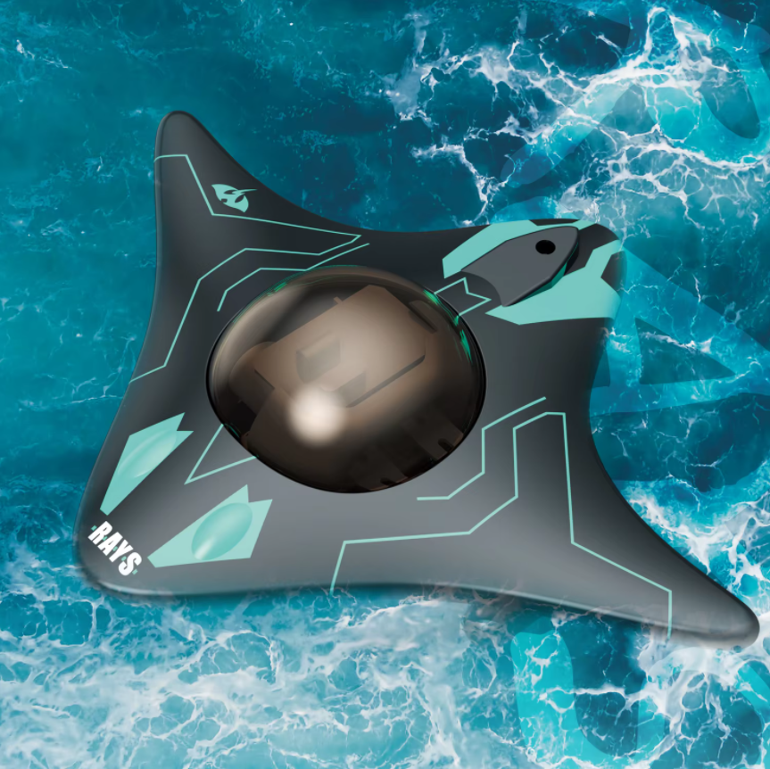 Appareil photo enfant en forme de bateau raie, permettant de prendre des photos sous l'eau