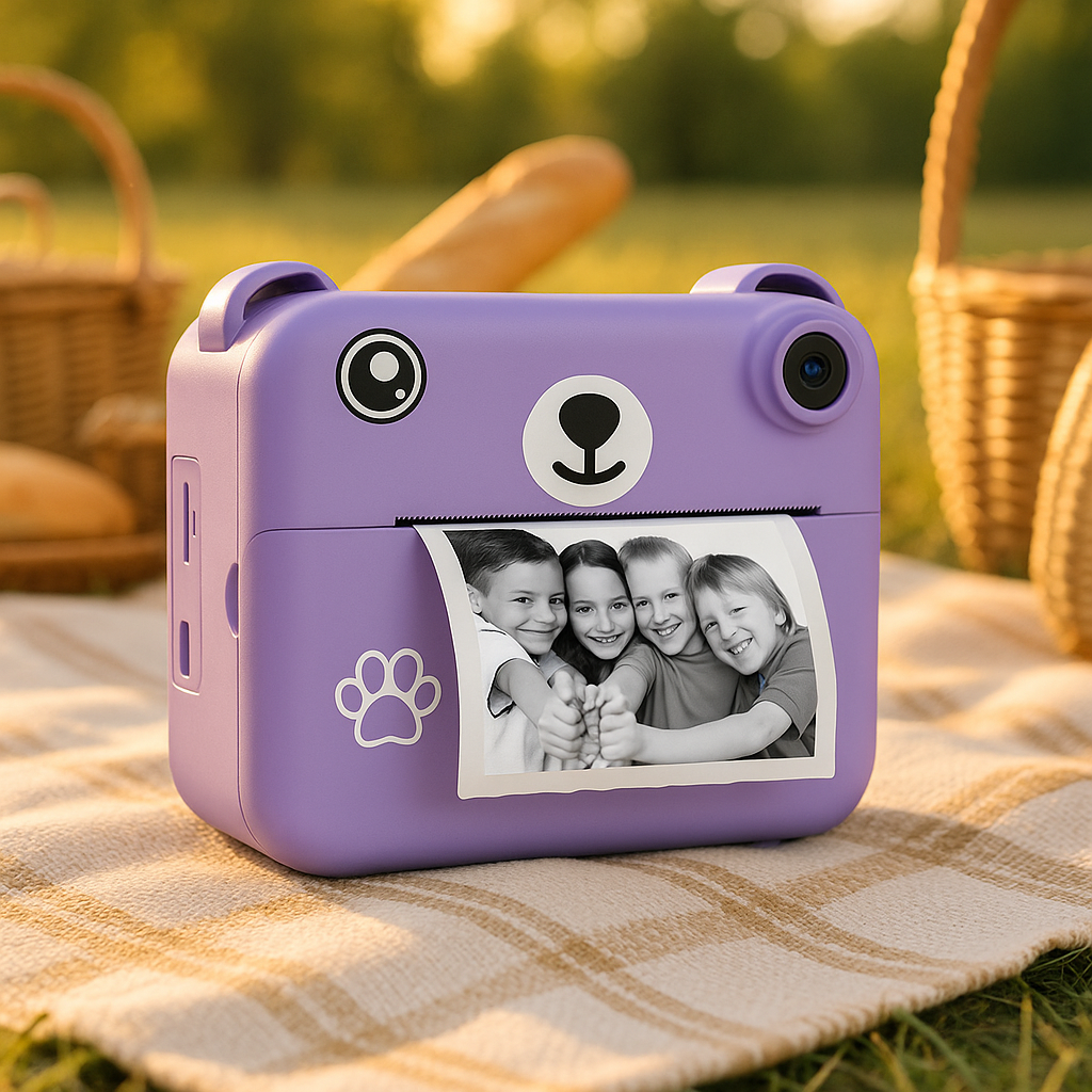 appareil photo enfant instantané chiot mauve