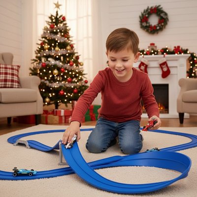 Circuit voiture enfant bleu