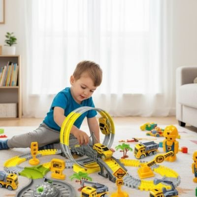 Circuit voiture enfant engin construction