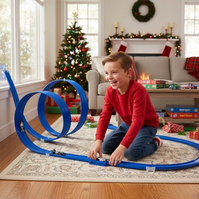 Circuit voiture enfant looping bleu