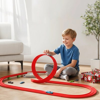 Circuit voiture enfant looping rouge