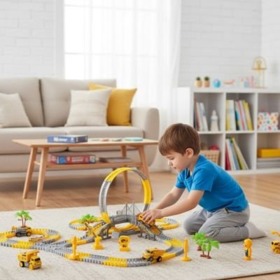 Circuit voiture enfant travaux constructions