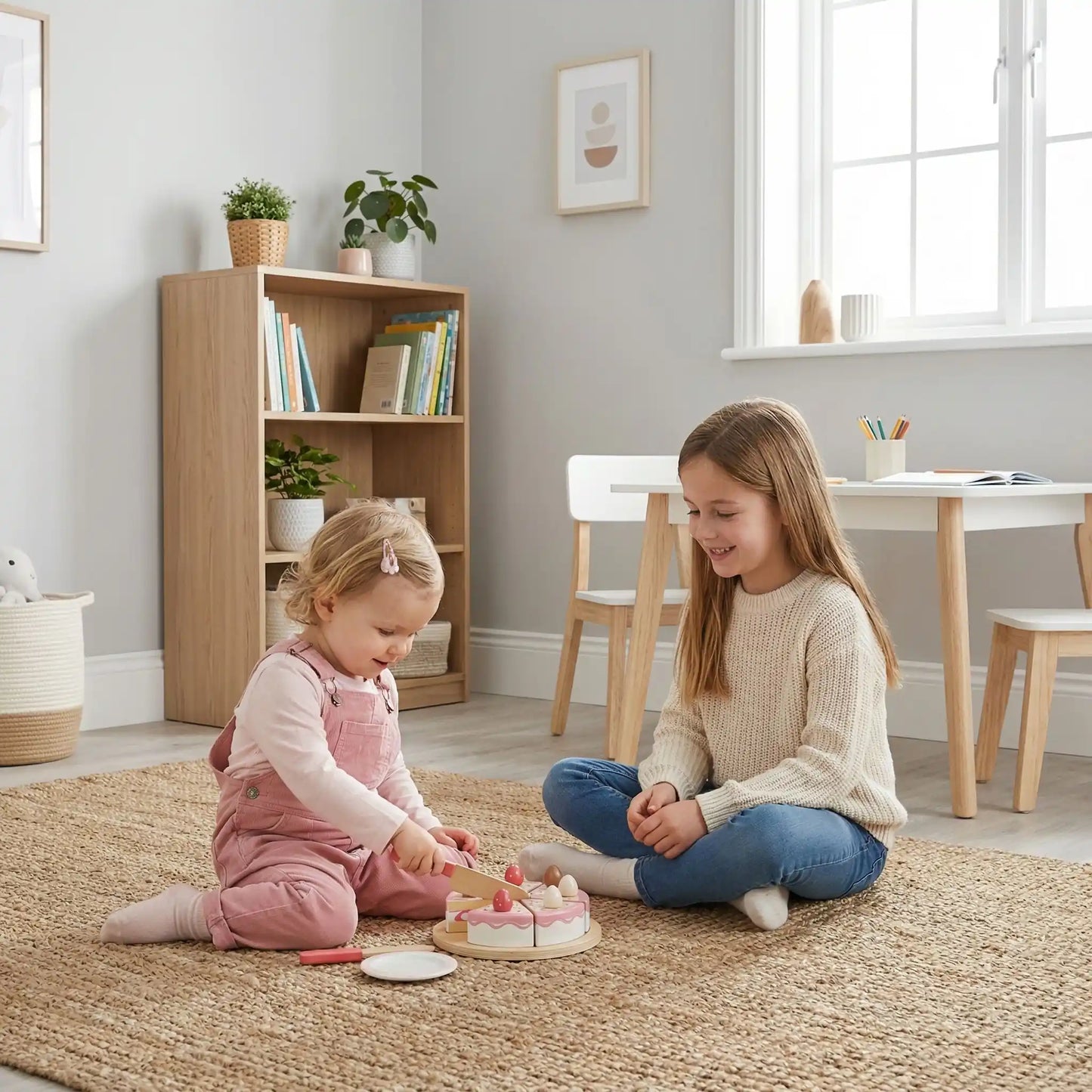 dinette bois gâteau à partager