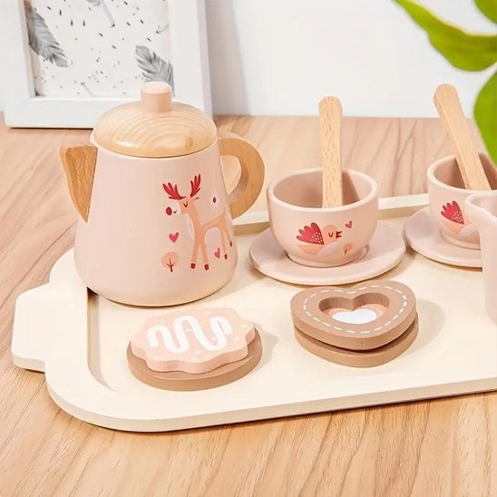 dinette en bois avec plateau à thé