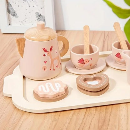 dinette en bois avec plateau à thé