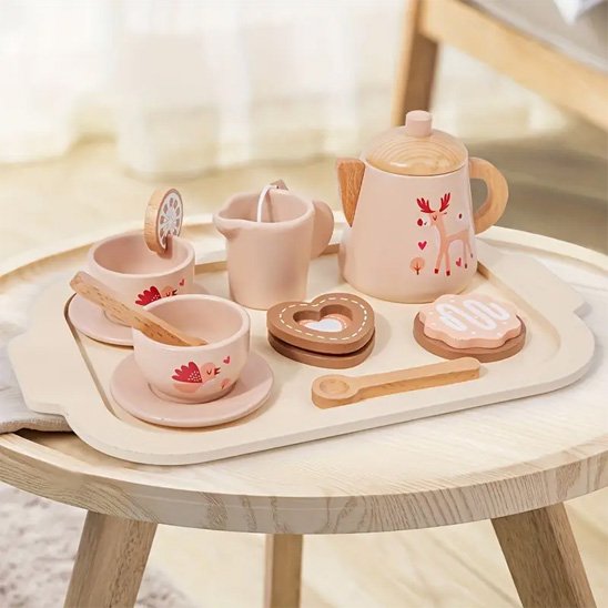 Ensemble de dinette enfant en bois naturel