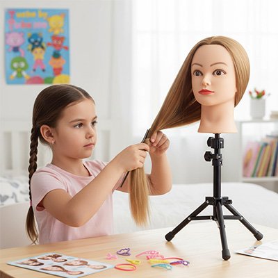 fillette coiffe Tete a coiffer