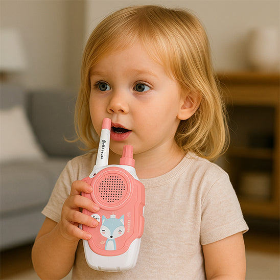 fillette talkie walkie enfant rose renard