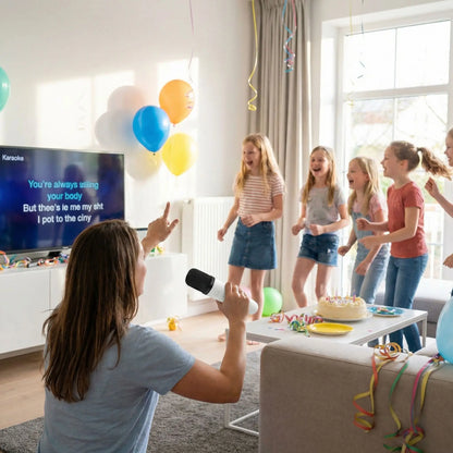 fête enfant avec micro karaoke