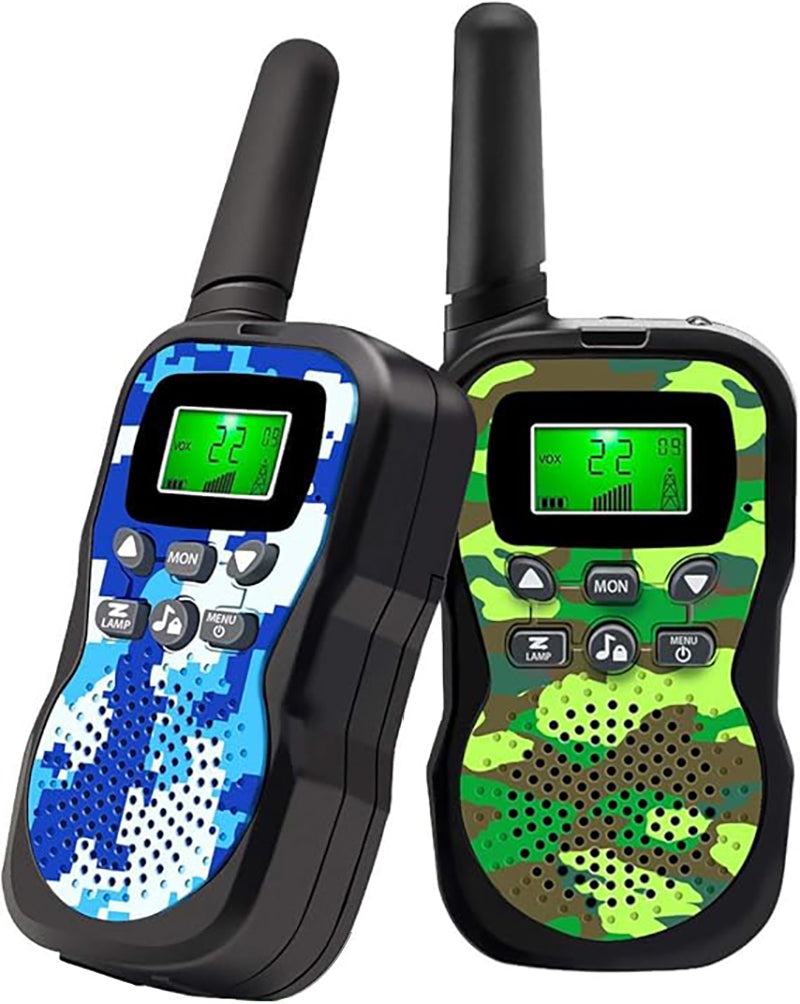 Talkie walkie, ensemble bleu et vert.