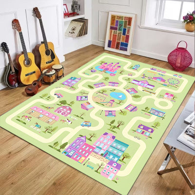 tapis de voiture enfant aux couleurs pastel.