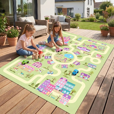tapis de voiture enfant sur terrasse