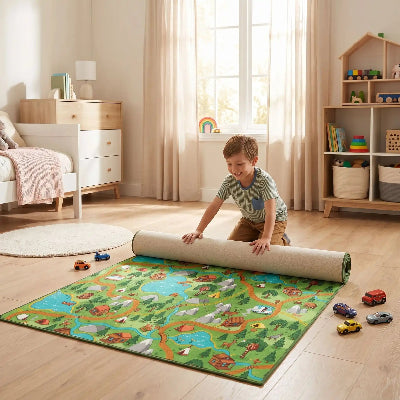 tapis voiture enfant à rangement facile