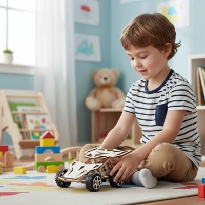 Voiture télécommandée enfant en bois