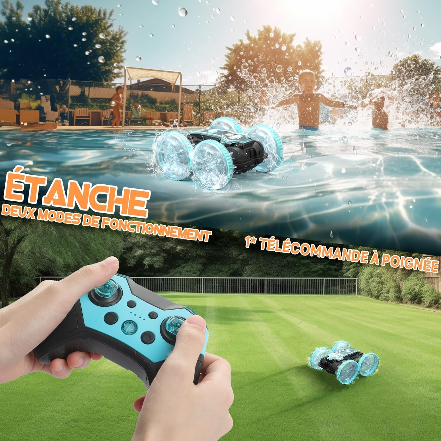 voiture télécommandée amphibie tout terrain